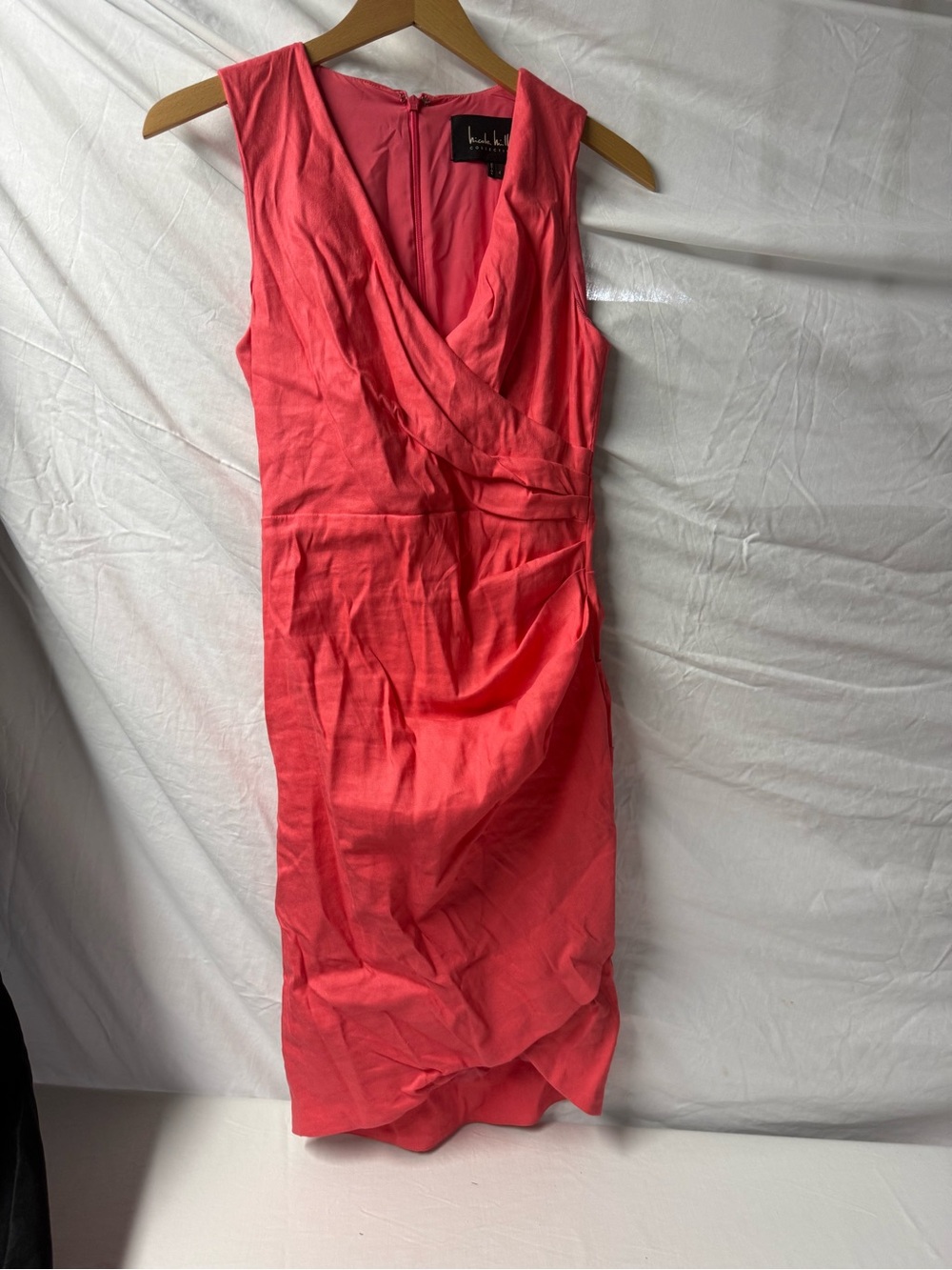 Nicole  Miller Collection Coral Ruched Linen Blend Dress size 4